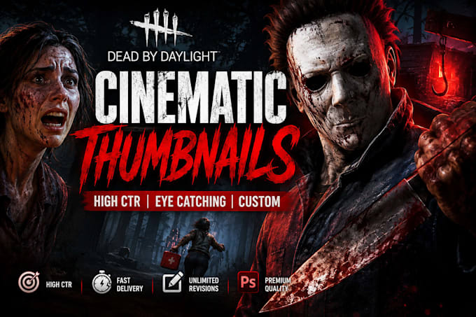 design viral style dead by daylight gaming thumbnails with high CTR