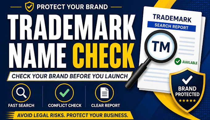 do trademark name search and brand availability check with report