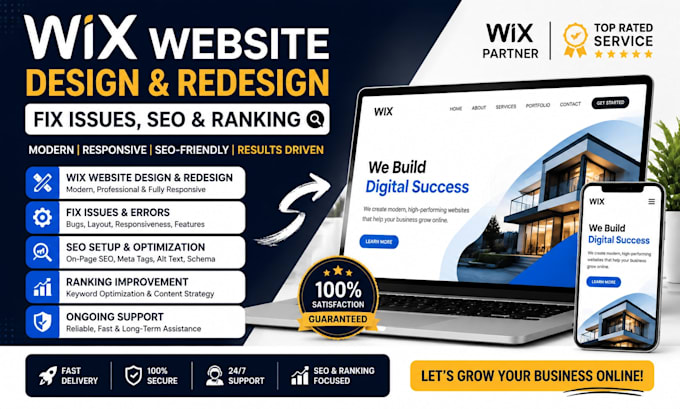 redesign wix website, fix issues, speed optimization and seo