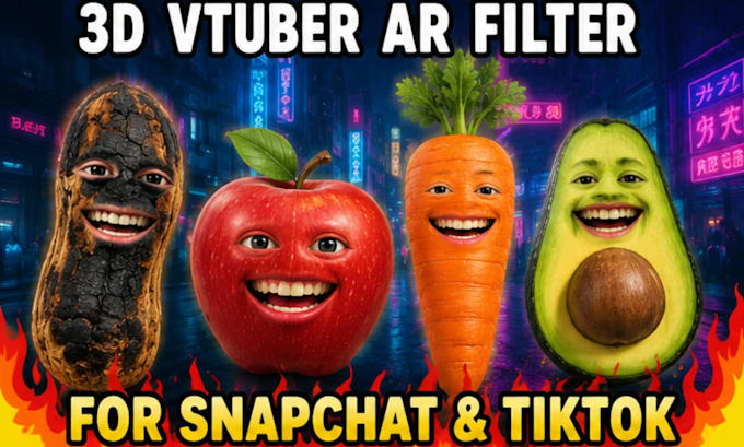 3d vtuber filter 3d ar vtuber, burnt peanut style vtuber filter for lens studio