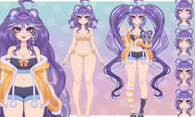design vtuber model live2d model streaming avatar character design vtube studio