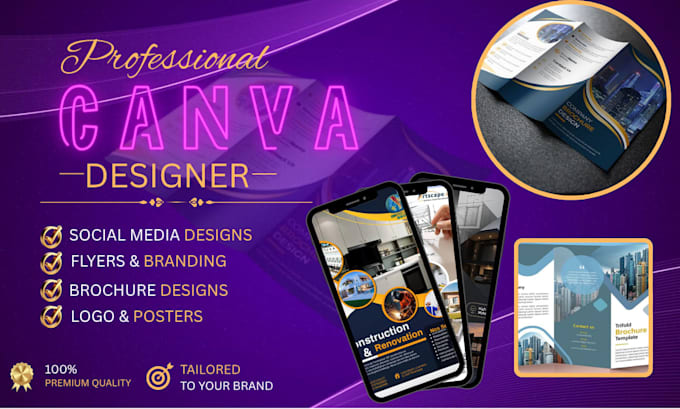design professional canva templates, brochures, flyers, and social media