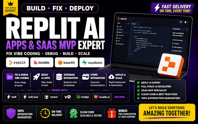 fix replit ai apps, build saas mvp, debug vibe coding and lovable base44
