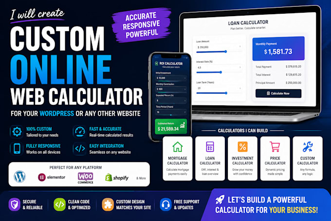 create custom online web calculator for your wordpress or any other website