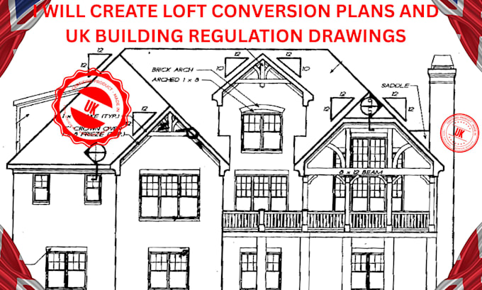 create loft conversion plan and UK building house extension, regulation drawings