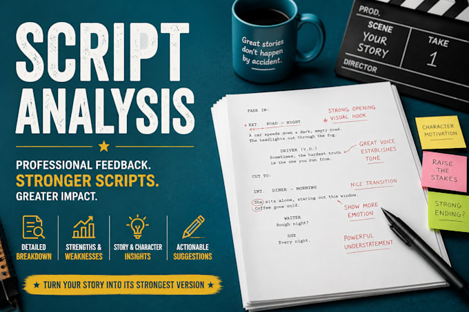 write script notes feedback coverage analysis for TV movie film pilot screenplay