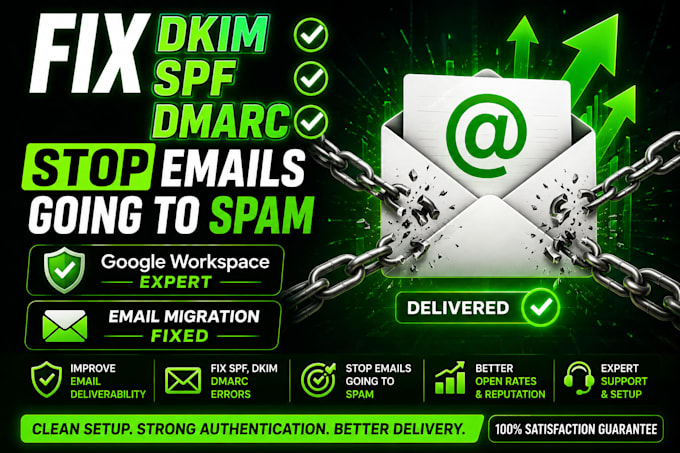 fix dkim spf dmarc mx google workspace, stop email spam and fix email migration