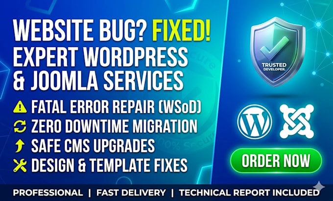 fix wordpress joomla template website issues migration upgrade update developer