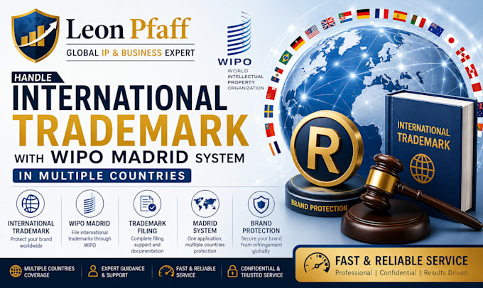 handle international trademark with wipo madrid system in multiple countries