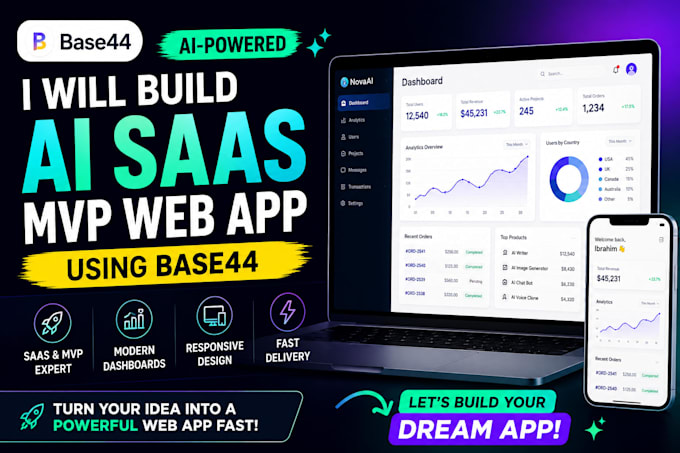 build startup mvp and dashboard using base44