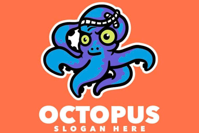 design octopus water style mascot logo design