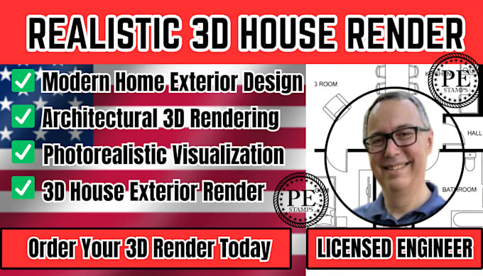 create realistic 3d house exterior render and architectural visualization
