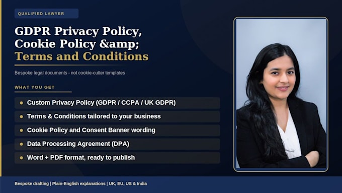 draft gdpr privacy policy, cookie policy, terms and conditions