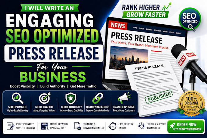 write an engaging SEO optimized press release for your