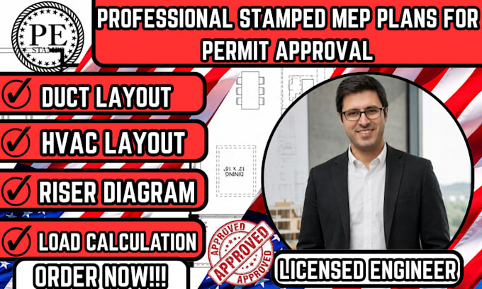 Plan mep détaillé entièrement estampillé, calcul de charge, disposition ...