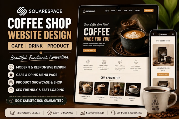 design  squarespace coffee shop website cafe website drink product website