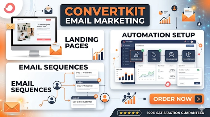 setup convertkit email sequence, convertkit email marketing, landing page