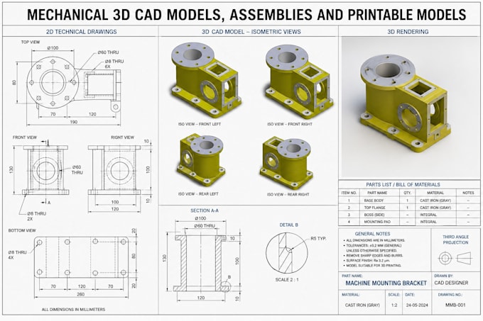 Cad Master Part Example Create 3d printable cad models, mechanical part, assemble part using ...