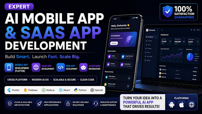 build ai mobile app, saas app, flutter app, web app mvp