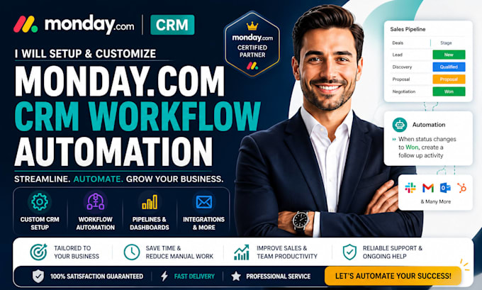 setup and customize monday com CRM workflow automation
