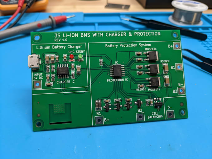 develop bms pcb with lithium battery charger and battery protection system