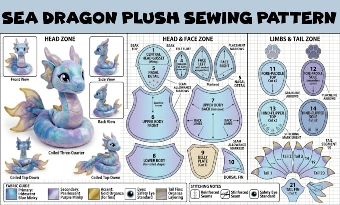 create plush sewing pattern stuffed animal toy production ready tech pack pdf