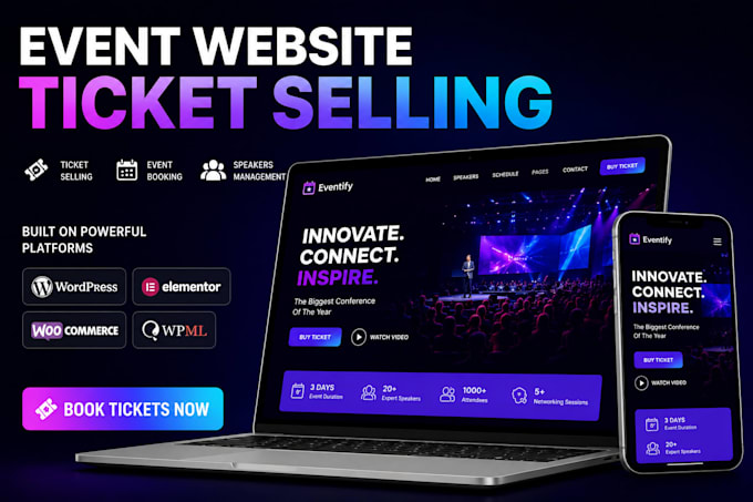 build responsive event website ticket selling event booking conference website