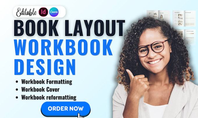 format reformat design editable indesign workbook cover, canva workbook design