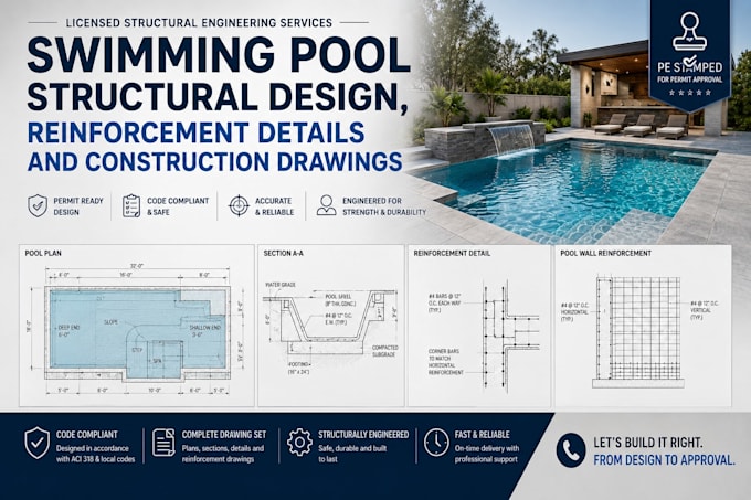 Swimming pool structural design, reinforcement details and construction ...