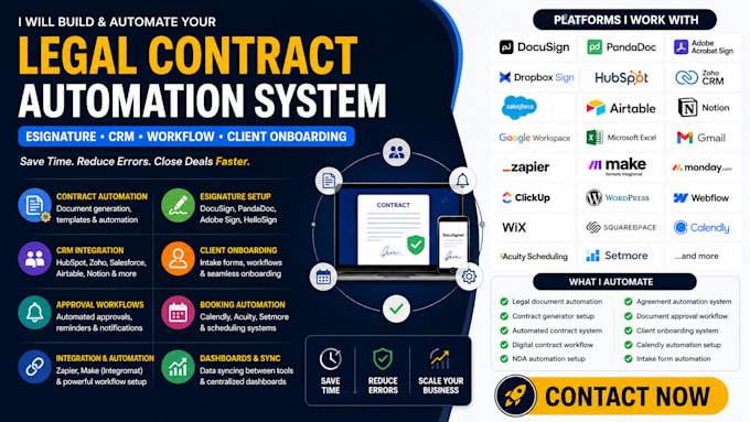 do legal contract automation website e signature CRM workflow client onboarding