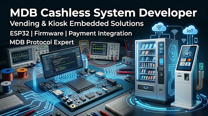 develop embedded mdb cashless system for vending and kiosk machines