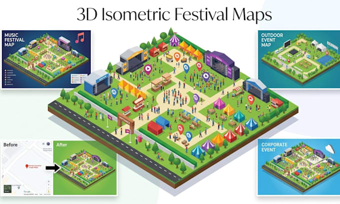 Small Event Map Design unique event map, festival map with detailed vector illustration ...