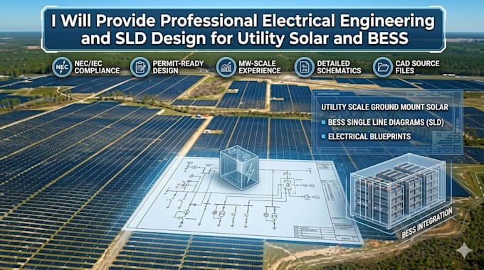 provide professional electrical engineering sld design for utility solar bess