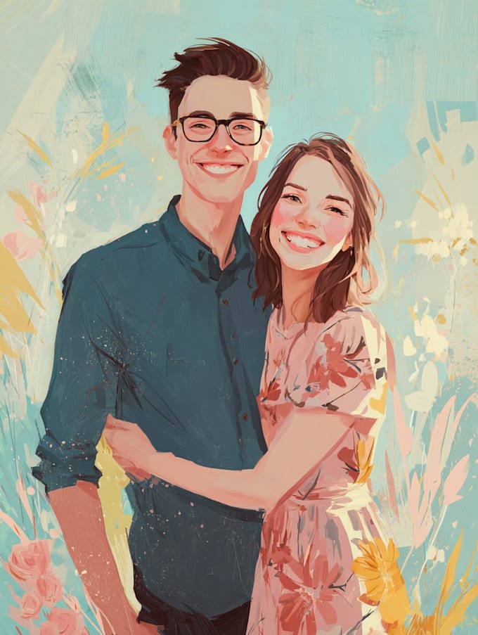 couple portrait wedding portrait illustration