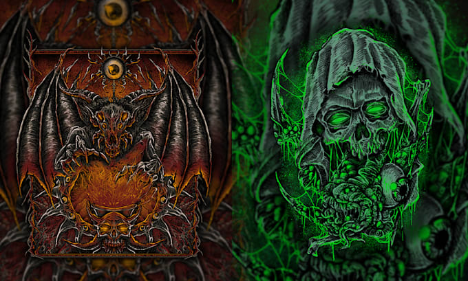 create horror, skull, dark art artwork illustration