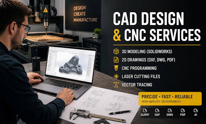 cnc machining 3d product design vector tracing laser cutting 3d model solidworks