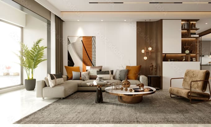 create luxury interior design concept with 3d rendering for residential homes