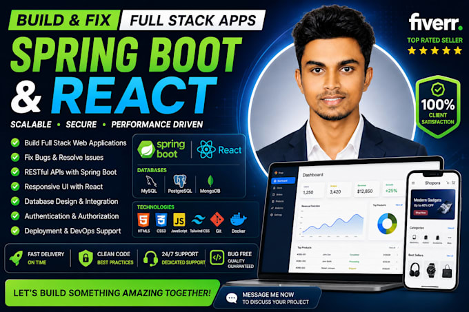 build and fix full stack apps using spring boot and react