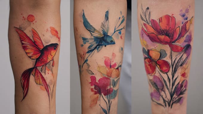 custom a watercolor tattoo design