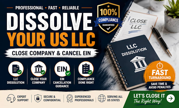 dissolve your US llc, close company, and cancel ein fast