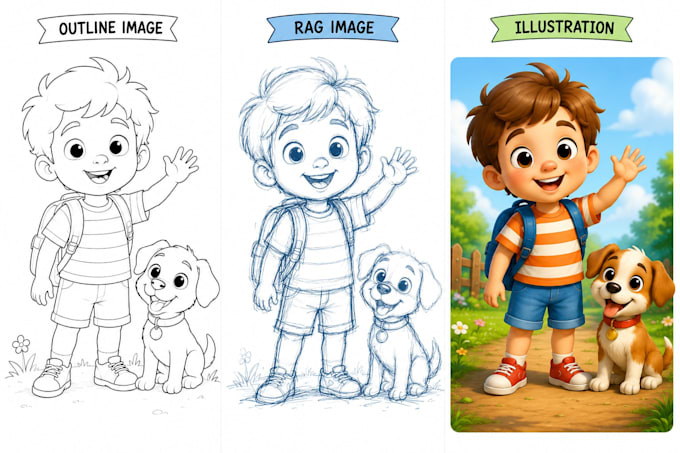 illustrate cute cartoon characters for children