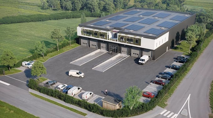 renovate 3d industrial warehouse,factory layout,and logistics facility rendering