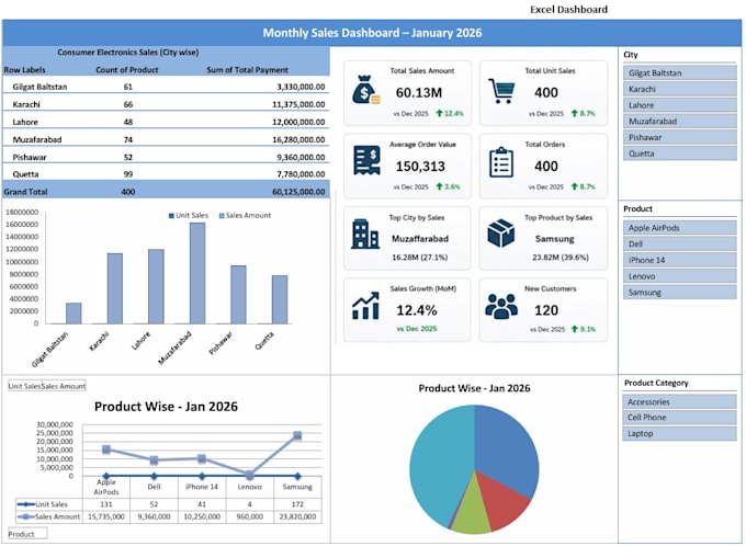 create professional excel dashboards and mis reports