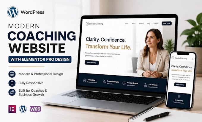 build modern wordpress coaching website with elementor pro
