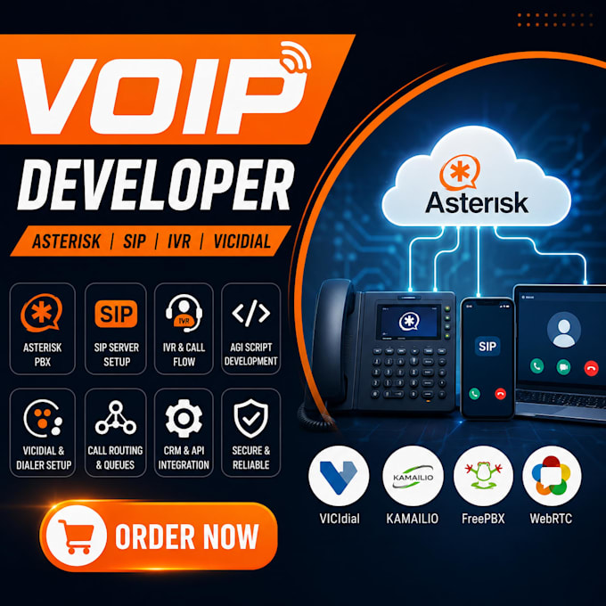 develop sip, IVR and voip solutions with asterisk and kamailio