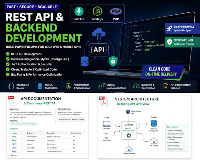 develop rest API using fastapi nodejs or PHP