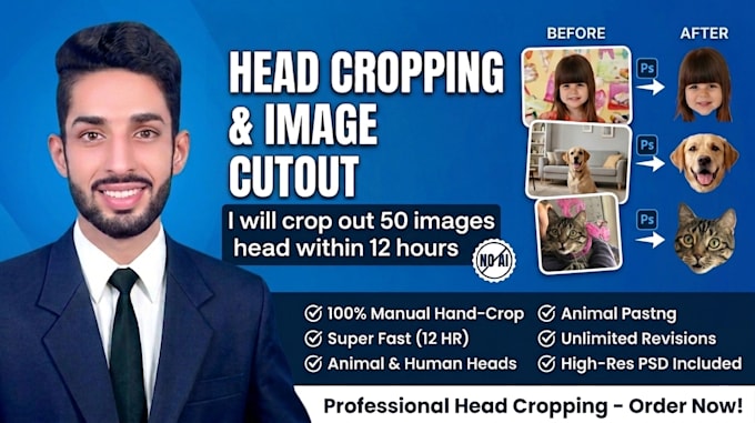 do professional head cropping and cutout