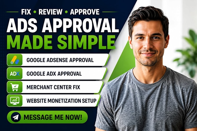 fix ads approval issues and help approve google adsense or merchant center