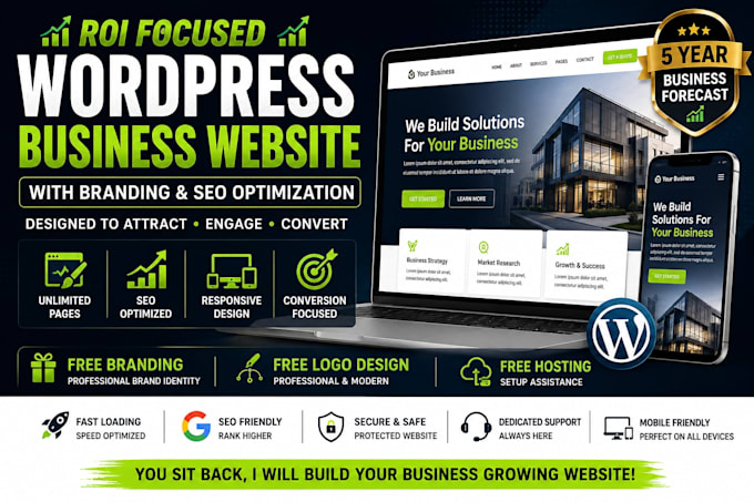 build ROI focused wordpress business website with branding