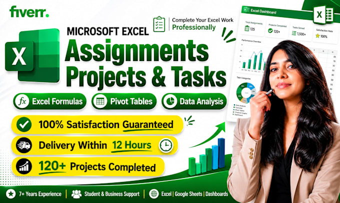 do microsoft excel assignments, projects and tasks